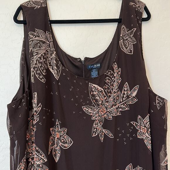 Eva Blue Plus Long Maxi Brown Fairy Dress Beaded Embellished Sleeveless 32W - Picture 3 of 12